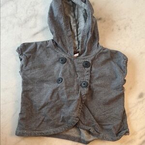 Tea Blue Striped Hooded Button Vest